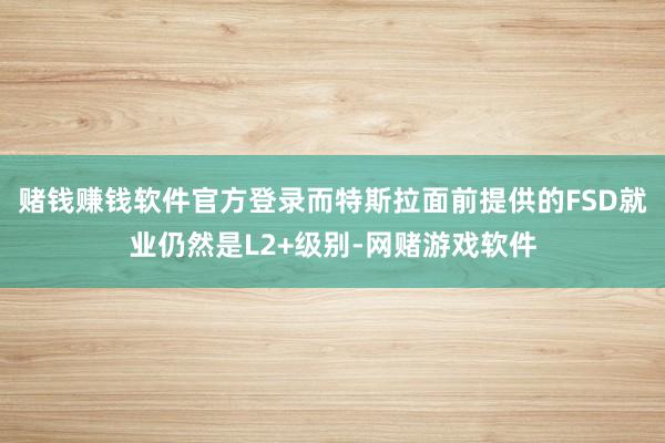 赌钱赚钱软件官方登录而特斯拉面前提供的FSD就业仍然是L2+级别-网赌游戏软件